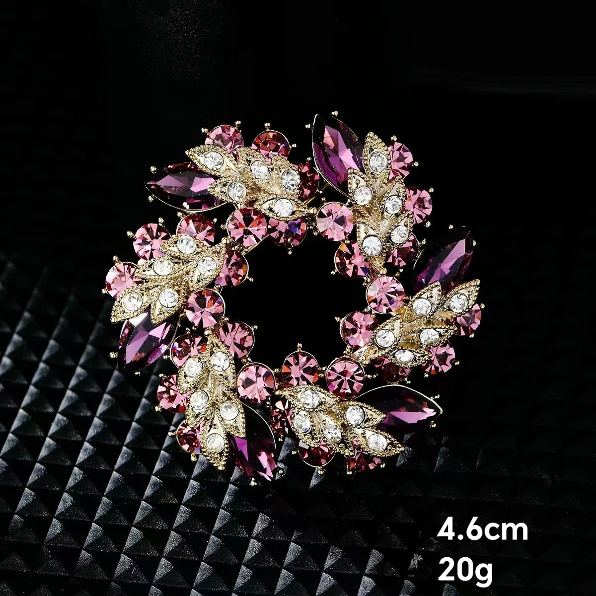 Fashion Rhinestone Wreath Bauhinia Brooches for Women Purple Green Crystal Wheat Ear Plant Pin Backpack Suit Party Accessories - Image 3
