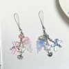 Fashion Starfish Mermaid Jellyfish Phone Charm Crystal Fishtail Bow Bead Phone Chain Keychain Pendant For Wallet Schoolbag
