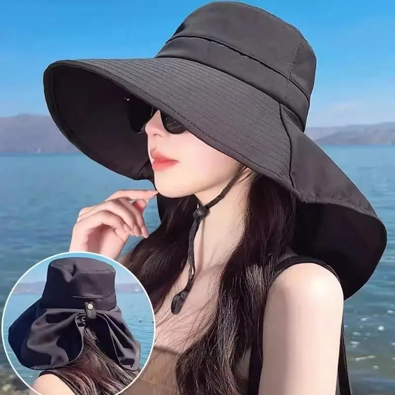 Fisherman Hat Wide Brim Sun Hat Shawl Neck Flap UV Protection Outdoor Travel Beach Hat Women Accessories Summer - Image 2