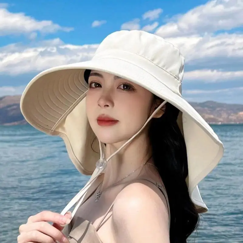 Fisherman Hat Wide Brim Sun Hat Shawl Neck Flap UV Protection Outdoor Travel Beach Hat Women Accessories Summer - Image 3