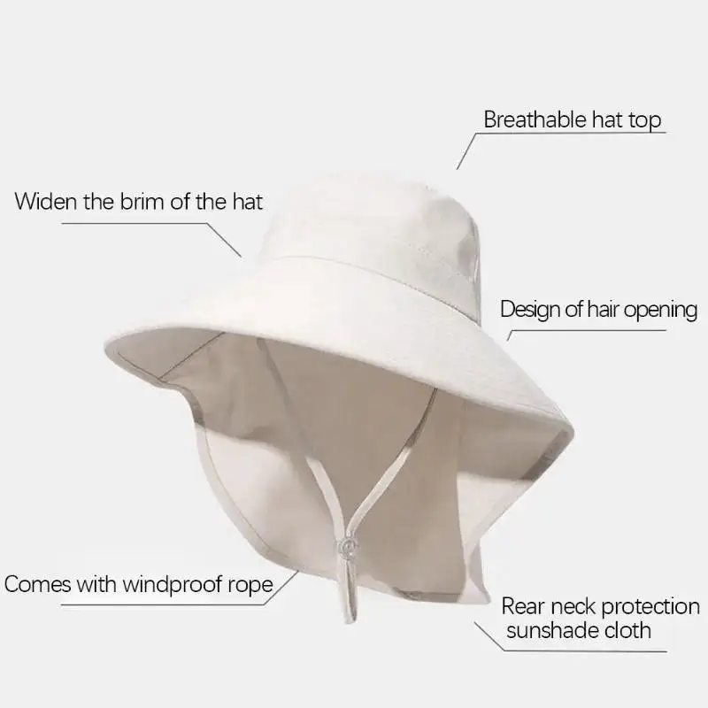 Fisherman Hat Wide Brim Sun Hat Shawl Neck Flap UV Protection Outdoor Travel Beach Hat Women Accessories Summer - Image 4