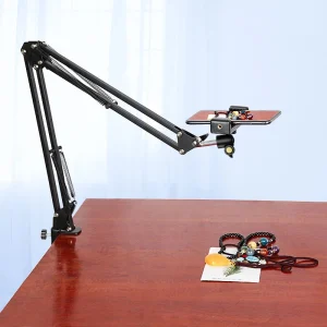 Flexible Overhead Tripod for Phone Smartphone with Ring Light Desk Cellphone Folding Mobile Stand for Video Recording Filming