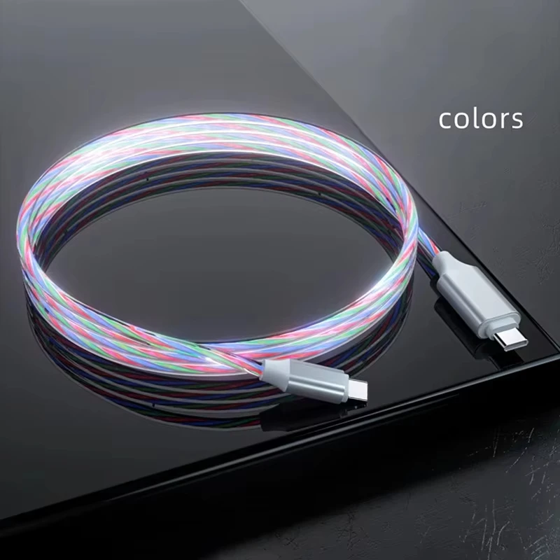 Flowing LED Light 60W USB C to Type C Fast Charger Cable Cord for Samsung S25 S24 Xiaomi Redmi Huawei iPhone 15 16 17 pro max - Image 6