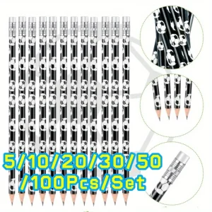 Football Pencils 5-100Pcs Football Theme Wooden Pencils with Eraser Unsharpened Suitable for Home School Sports Stationery Gifts