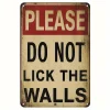 Frame Retro Style Rustic Metal Wall SignDo Not Lick the Walles Aluminum Distressed Red and Black Decoration Suitable for Home Ba