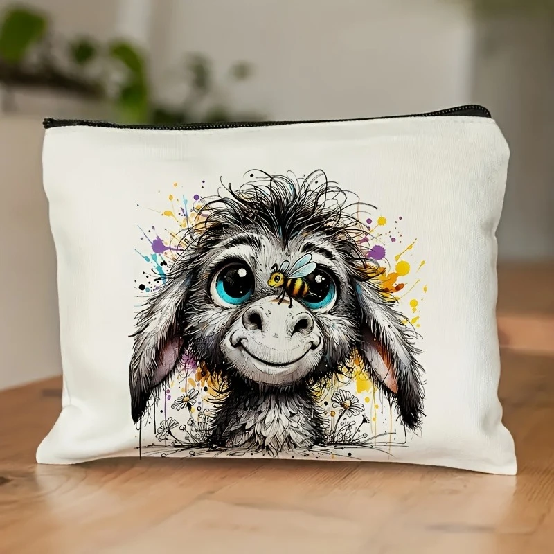 Fun Humorous Donkey Bee Makeup Bag Zipper Multi functional Storage Bag Large Capacity Handheld Makeup Bag Portable Cosmetic Bag - Image 3