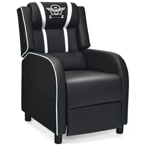 GOFLAME Gaming Recliner Chair PU Leather Single Recliner Sofa Adjustable w/ Footrest
