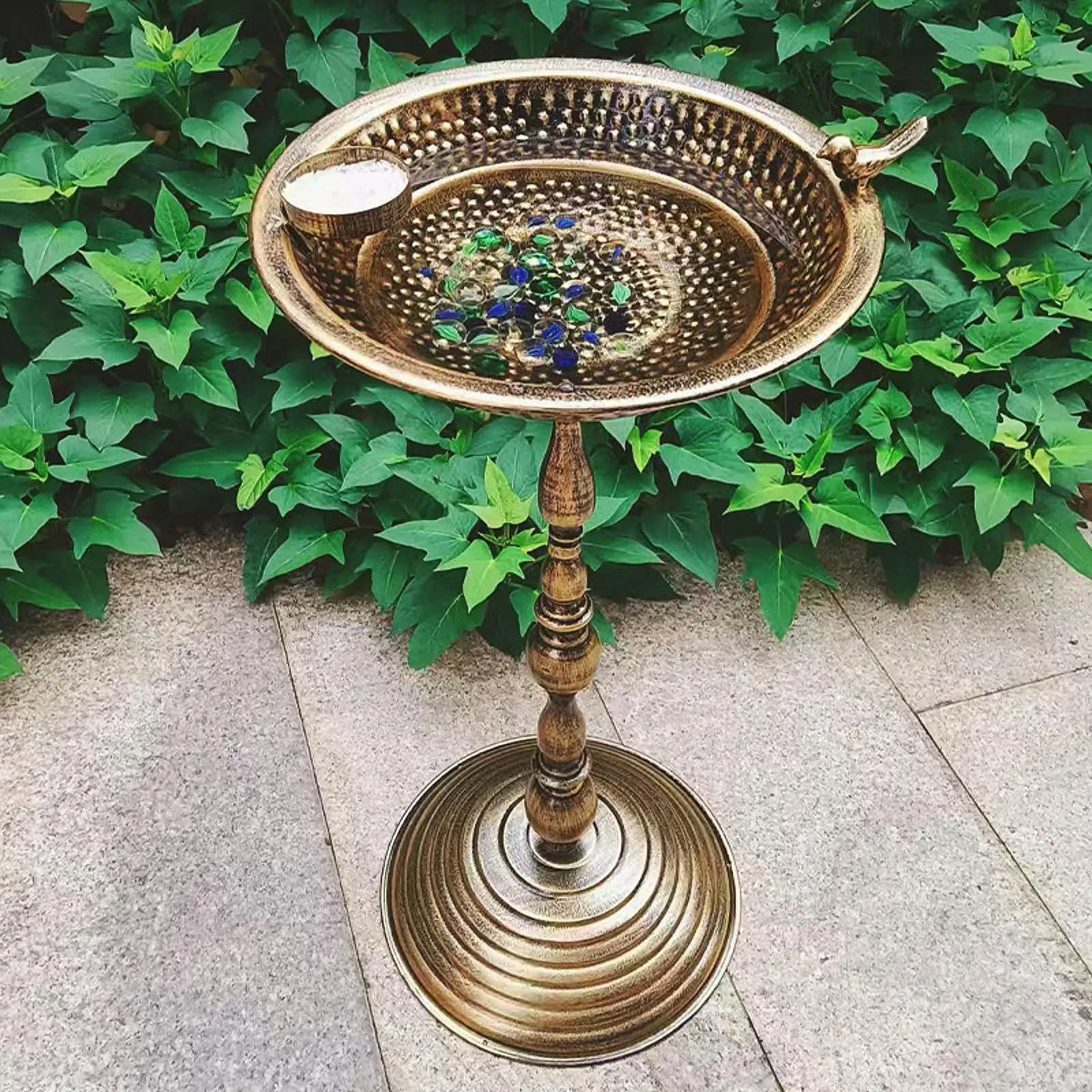 Garden Bird Bath Yard Decor Round Base Design Birdfeeder for Lawn Yards Outdoors