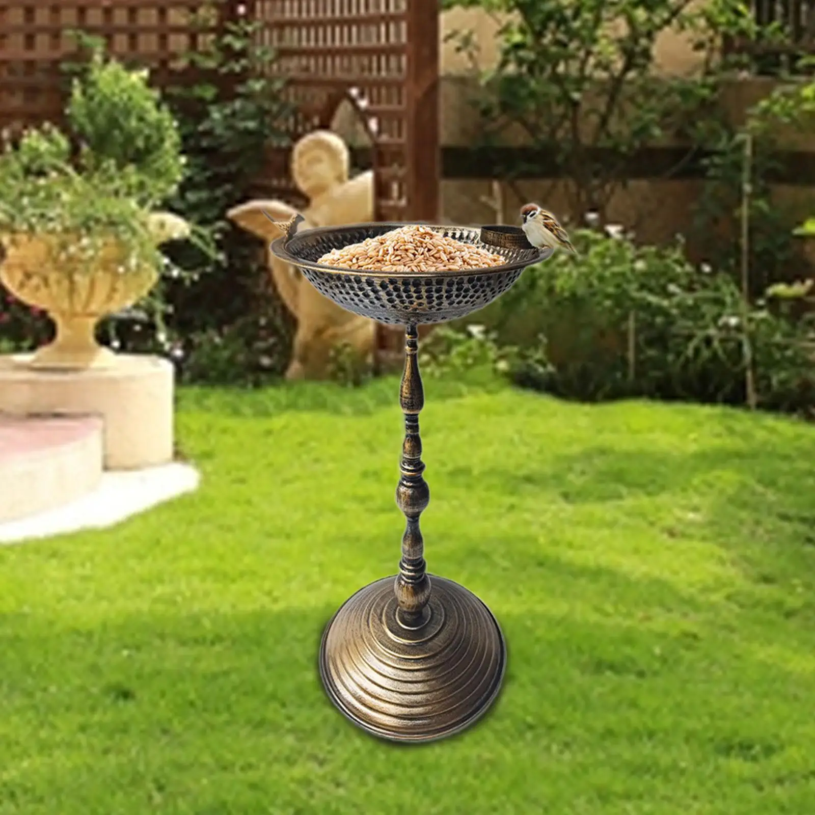 Garden Bird Bath Yard Decor Round Base Design Birdfeeder for Lawn Yards Outdoors