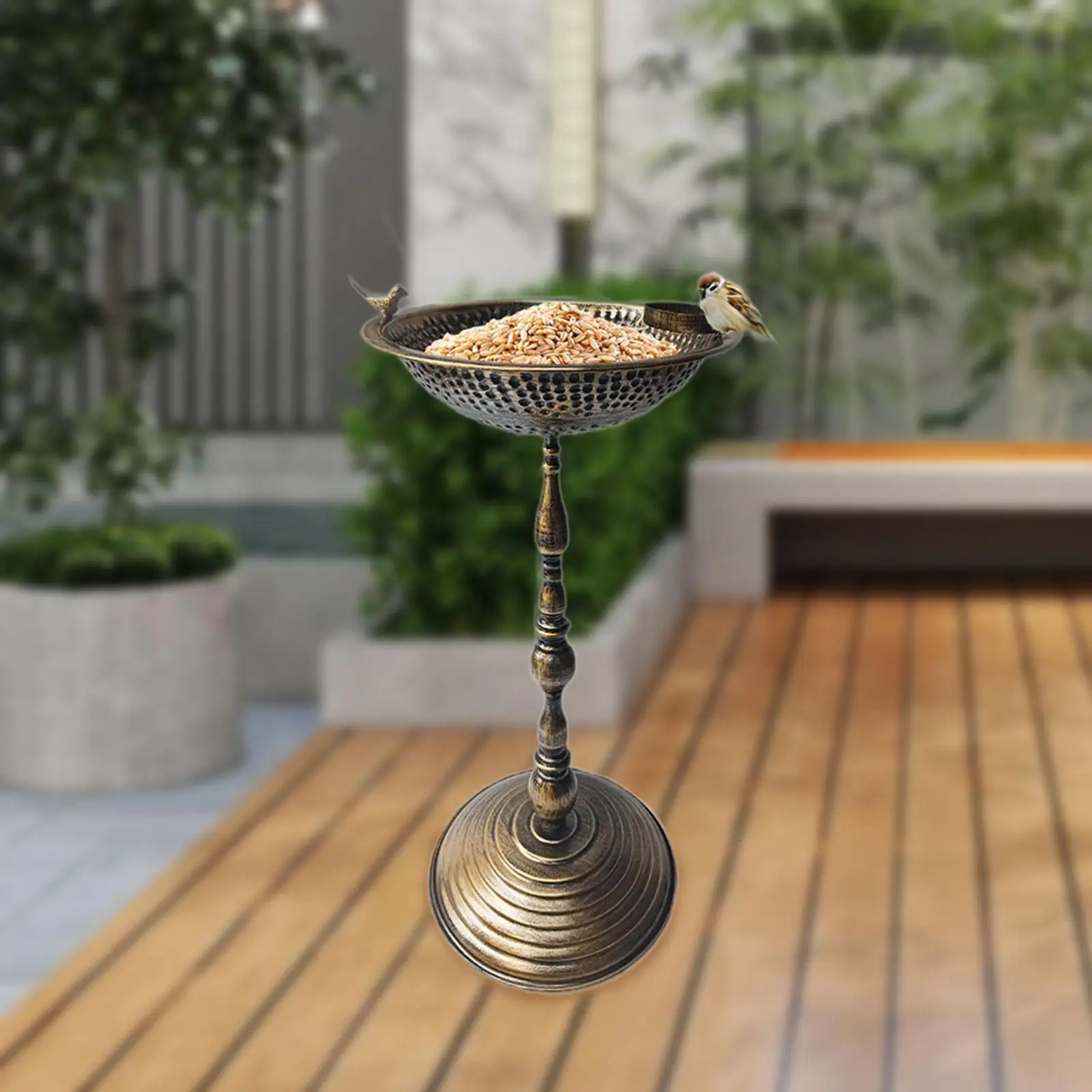 Garden Bird Bath Yard Decor Round Base Design Birdfeeder for Lawn Yards Outdoors