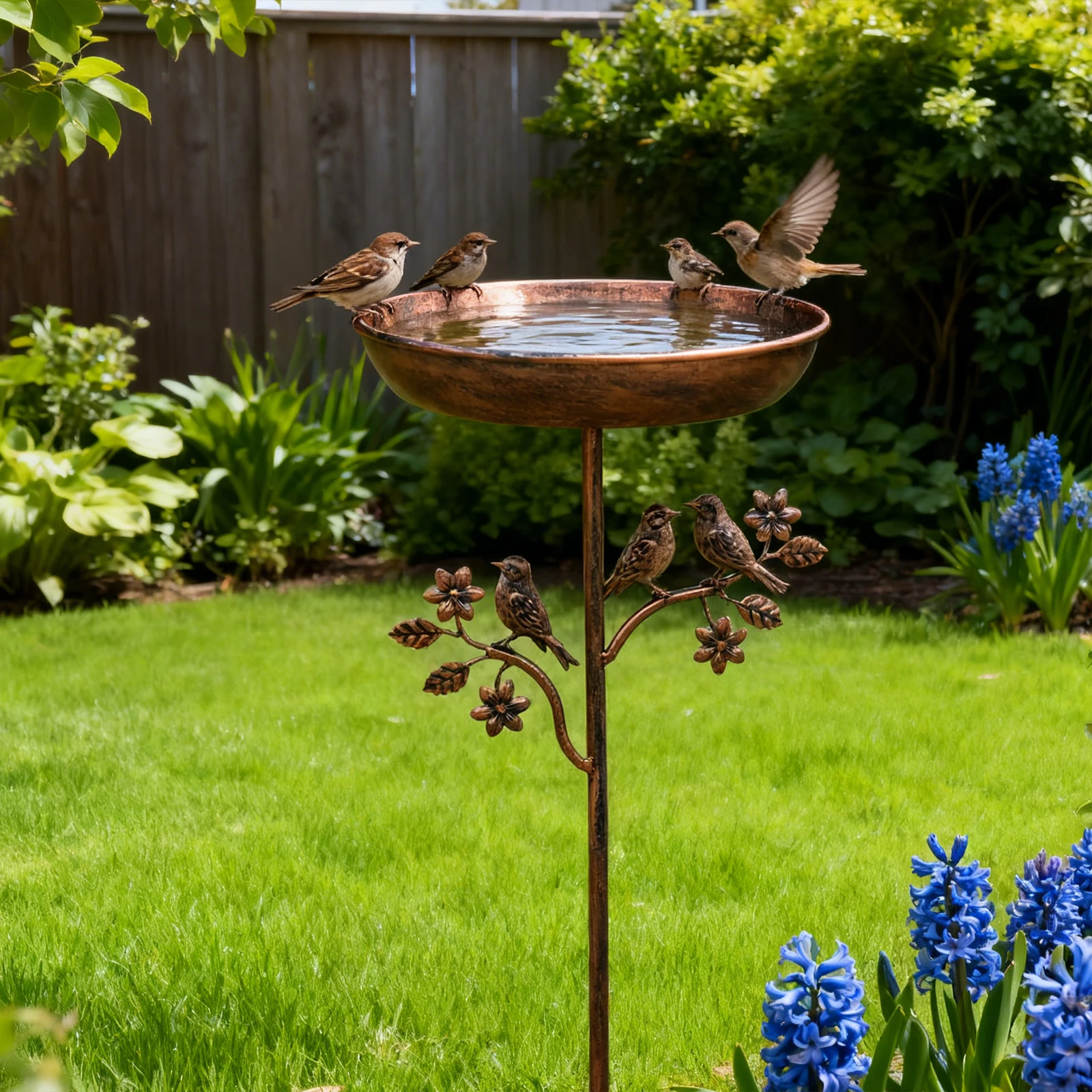 Garden Birdbath Sturdy Iron Outdoor Bird Bath for Outside Vintage Standing Birdbath Bowl for Outdoor Garden Patio Yard - Image 2