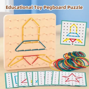 Geometric Creative Math Teaching Aids Creative Toy Graphics Rubber Tie Nail Boards with Cards Education Preschool Kids Toy