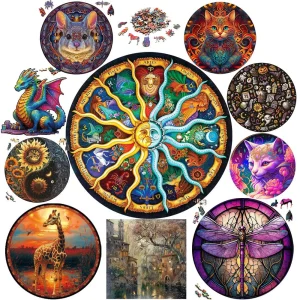 Giraffe Wooden Animal Puzzle Medium Difficulty Wood Jigsaws for Kids Adults Dragonfly Jigsaw Interesting Intelligent Toys