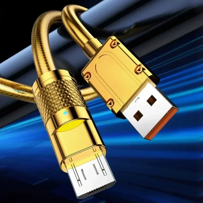 Gold Luxury Metal Data Cable Type C Micro USB Super Fast Charging Cord for Samsung Xiaomi Oppo Vivo Mobile Phone Quick Charge - Image 2