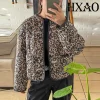 HXAO Winter Jackets Woman Leopard Women Coat Jackets Vintage Autumn Cropped Quilted Jacket Cardigan Long Sleeve Padded Jacket