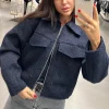 HXAO Women's Winter Tweed Jacket Women Coat Autumn Suede Demi-season Fleece Jackets for Women Zipper New in Coats 2024 Outerwear