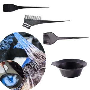 Hair Dye Brush Tool 8-Piece Set, Dye Applicator Mixing Bowl Straight Handle Comb Soft Bristle Brush, 4pcs