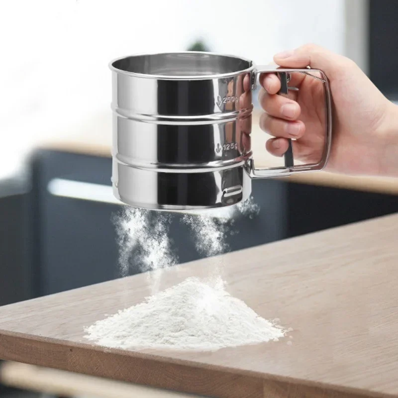 Hand-held Small Flour Sieve Baking Utensils Stainless Steel Manual Sieves Cup Stainless Steel Powder Sieve Kitchen Baking Tools