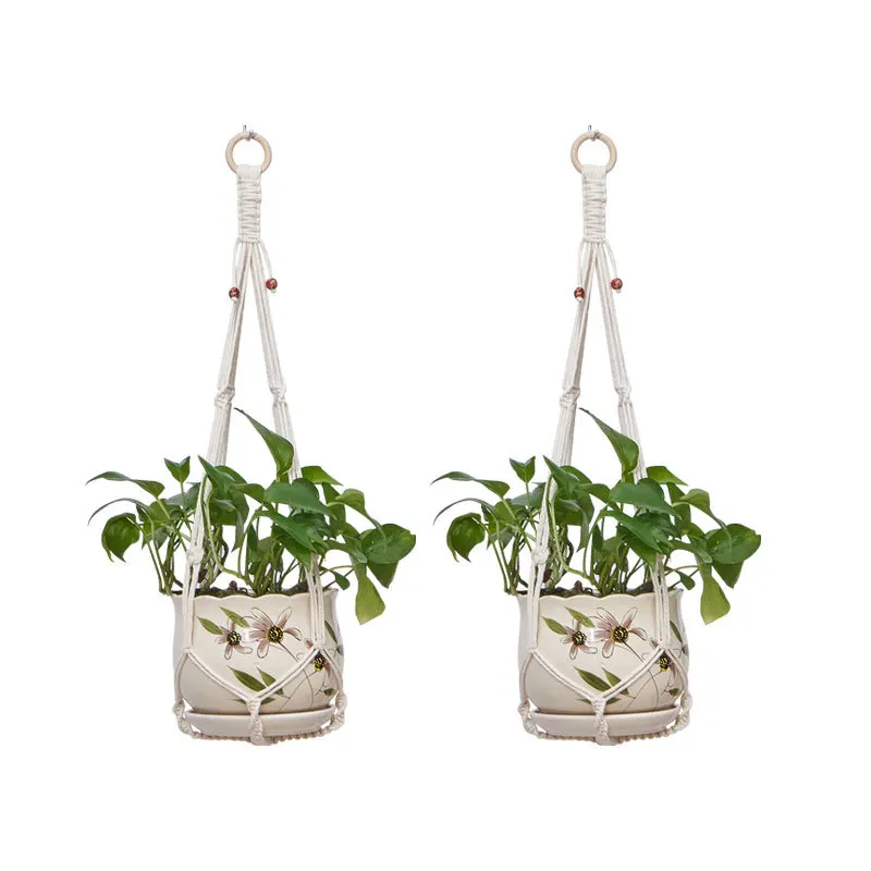 Handmade Macrame Plant Hanging Basket Garden Pots Holder Balcony Macrame Wall Hanging Decoration Knotted Lifting Rope Home Decor - Image 6