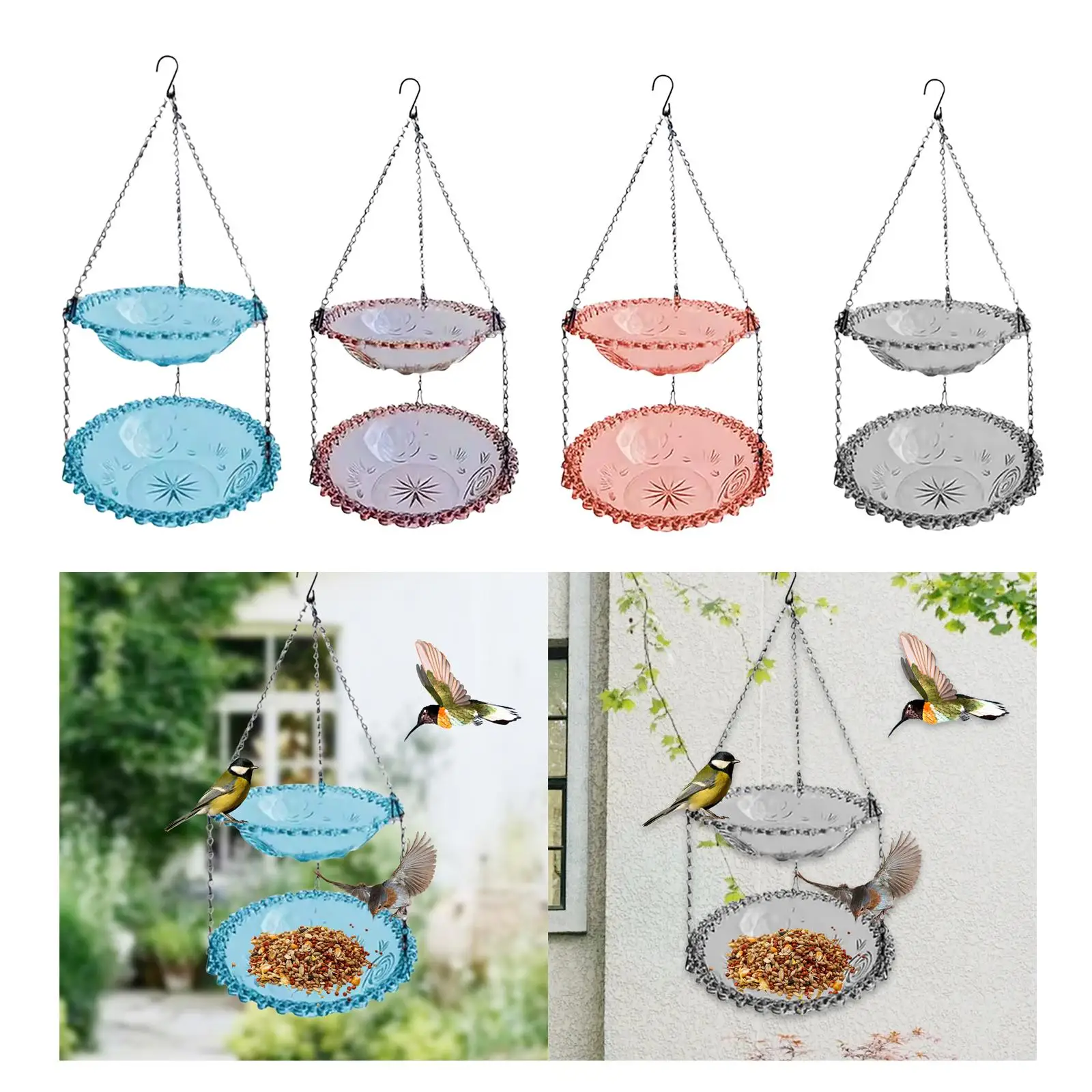 Hanging Bird Bath Accessory Feeding Station Decorative Outdoor Bird Feeder Garden Birdbath for Backyard Outside Yard Patio