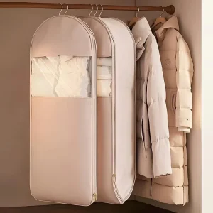 Hanging Garment Bag Transparent Dustproof Compression Household Storage Cover Down Jacket Coat Suit Wardrobe Organizer Storage