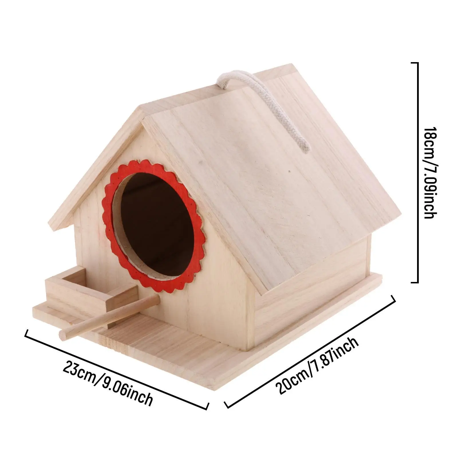 Hanging Wooden Bird House Large Nesting Box Outdoor Bird Shelter for Home Garden Decor