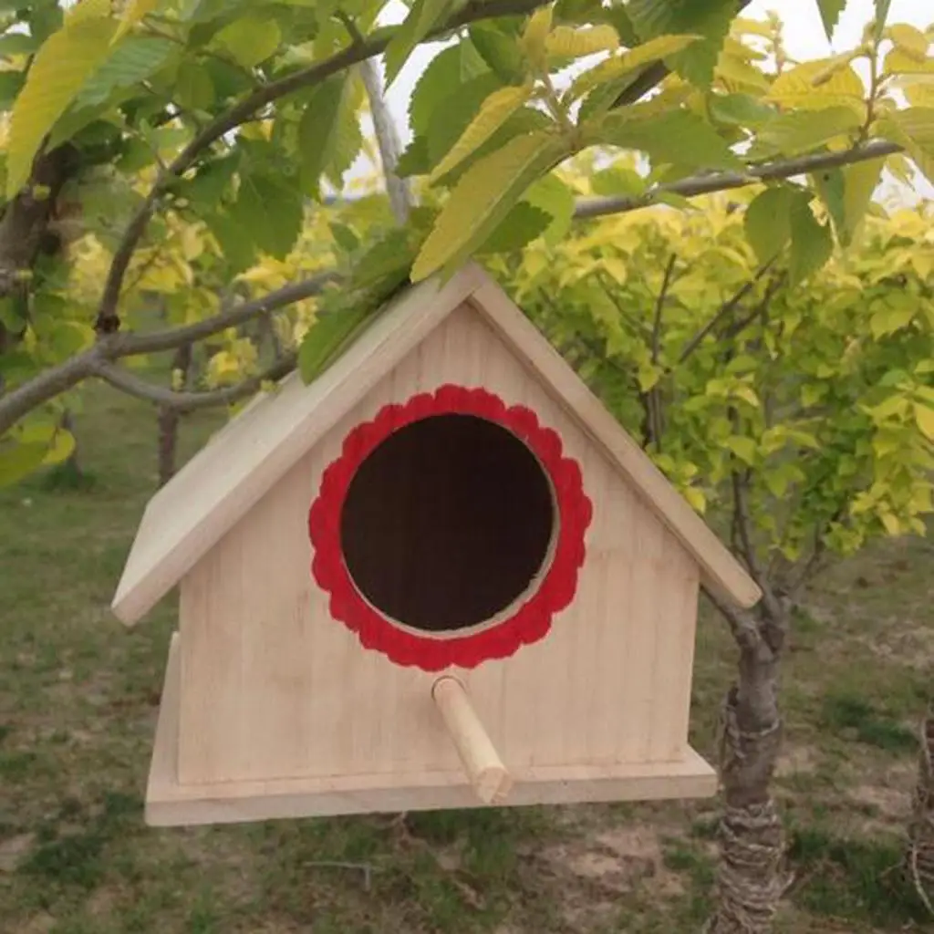 Hanging Wooden Bird House Large Nesting Box Outdoor Bird Shelter for Home Garden Decor