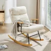 Haodirect Sherpa Rocking Chair White, Adjustable Recliner with Wooden Frame Back Rocking Tub Chair for Home, Office, and Bedroom