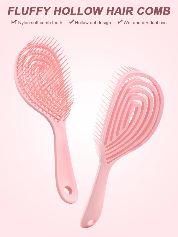 Hollow Out Hair Brush - Fast Blow Drying Scalp Massage Comb for Curly/Wet Hair, Detangling & Styling Tool