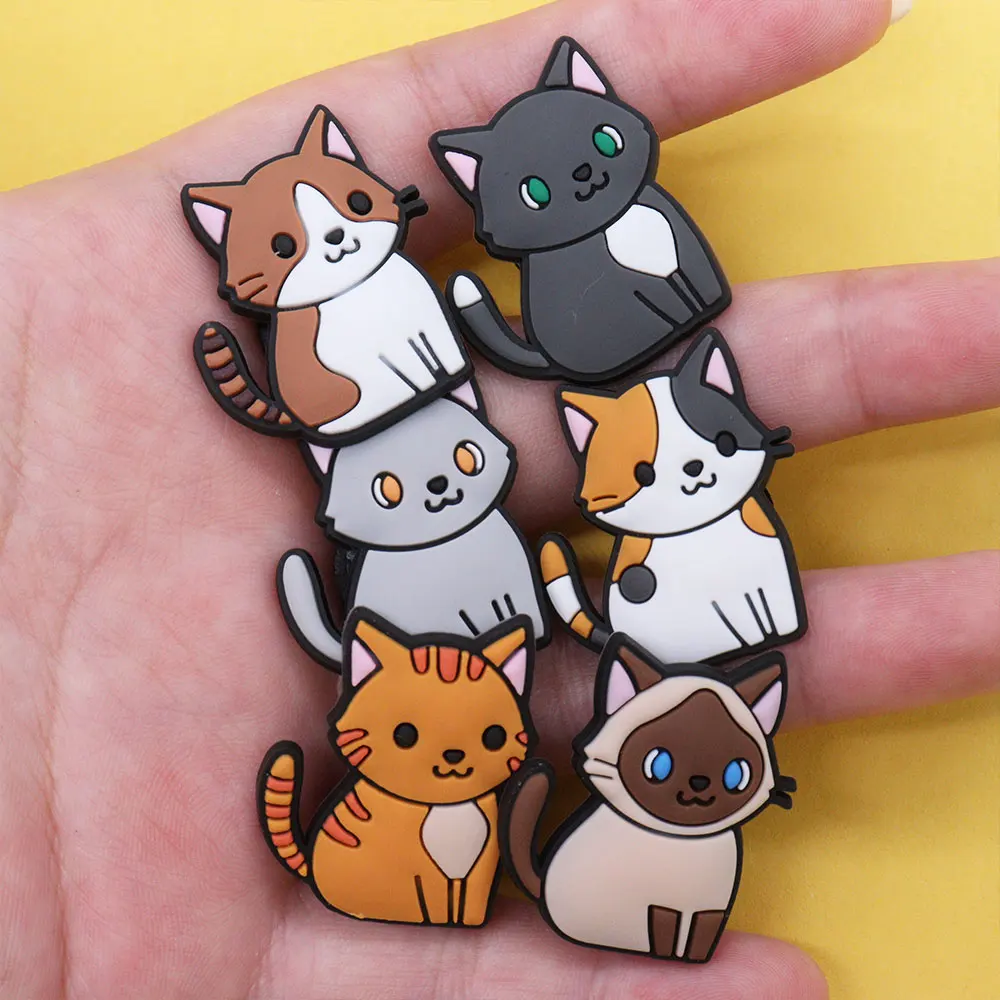 Hot Sales 1-17Pcs PVC Lovely Cats Animals DIY Boys Girls Shoes Charm Buckle Clog Fishbone Sandals Accessories - Image 3