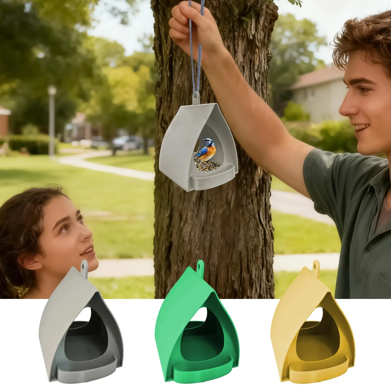 House Bird Feeder Open Design Station Hut Shape Hangable Mounted Small Hummingbird Feeder for Outside Garden Winter Balcony - Image 5