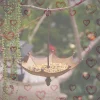 Iron Umbrella Shape Bird Feeder Tray Outdoor Hanging Water Bowl For Birds Garden Patio Setup