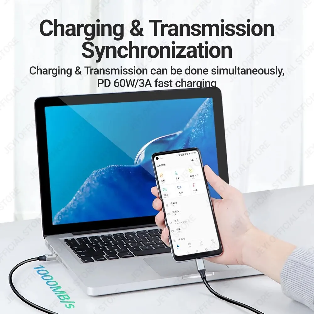 JEYI USB A to Type C Cable 60W Fast Charging 10Gbps Data Cord USB Charger for Samsung Xiaomi HTC Redmi Huawei Mobile Phone USB-C - Image 3