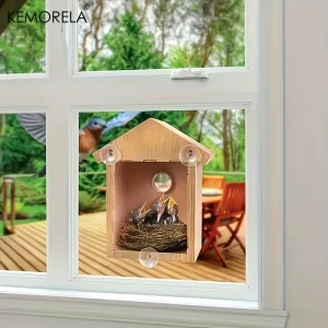 KEMORELA Pet Bird House Garden Tree Window Parrot Bird Breeding Box Love Bird Parrot Nest Glass Window Suitable For Viewing