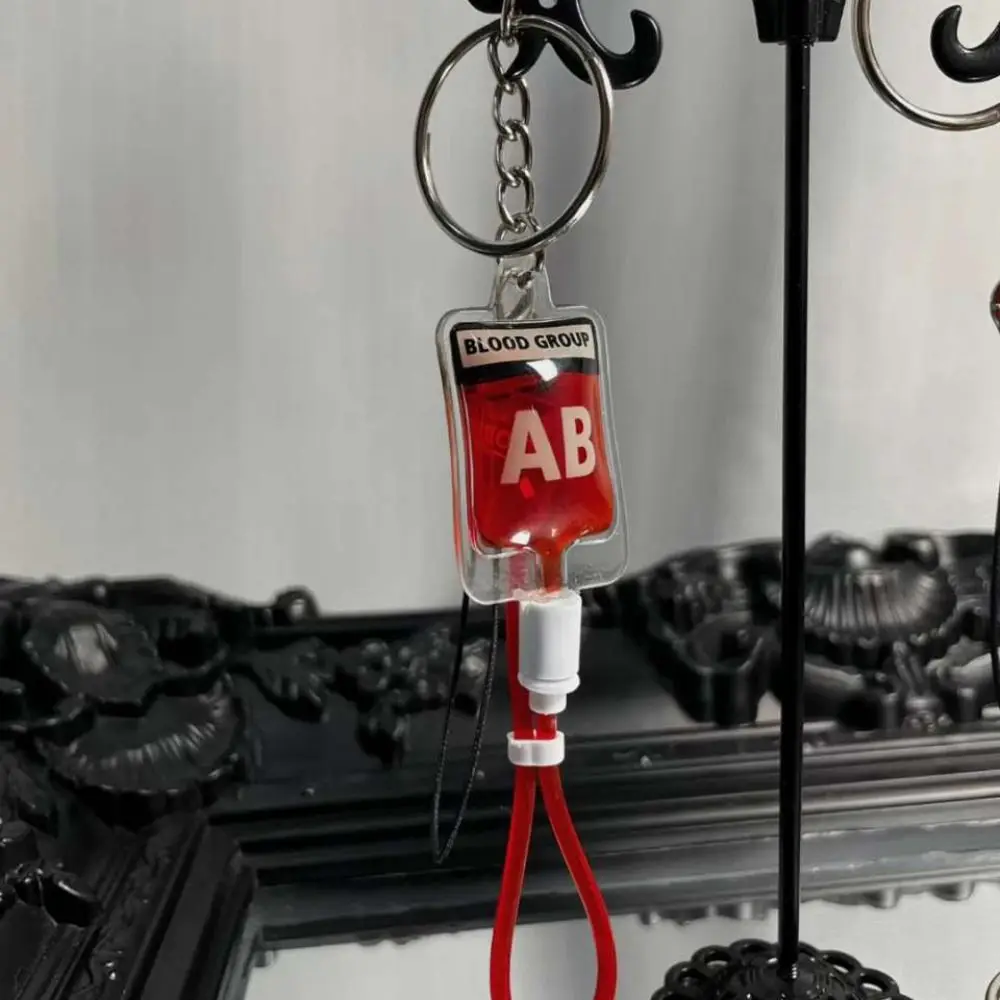 Keyring Type A B O AB Plasma Blood Bag Keychain Bag Charm PVC Mobile Phone Straps Fashion Unique Blood Bag Pendant DIY Accessory - Image 3