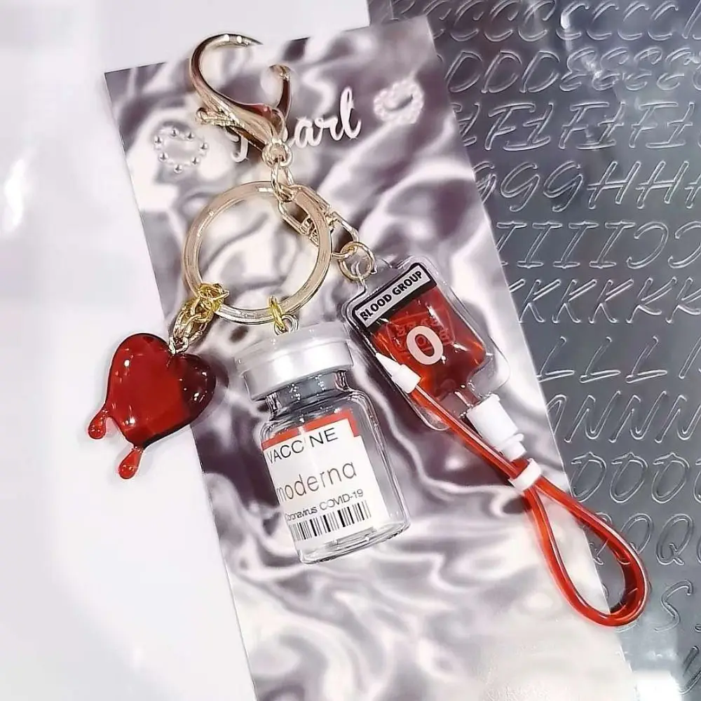 Keyring Type A B O AB Plasma Blood Bag Keychain Bag Charm PVC Mobile Phone Straps Fashion Unique Blood Bag Pendant DIY Accessory - Image 2