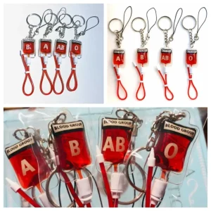 Keyring Type A B O AB Plasma Blood Bag Keychain Bag Charm PVC Mobile Phone Straps Fashion Unique Blood Bag Pendant DIY Accessory