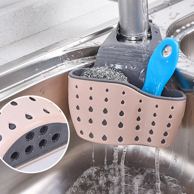 Kitchen Sink Holder Hanging Drain Basket Adjustable Soap Sponge Shelf Organizer Bathroom Faucet Holder Rack Kitchen Accessories - Image 4