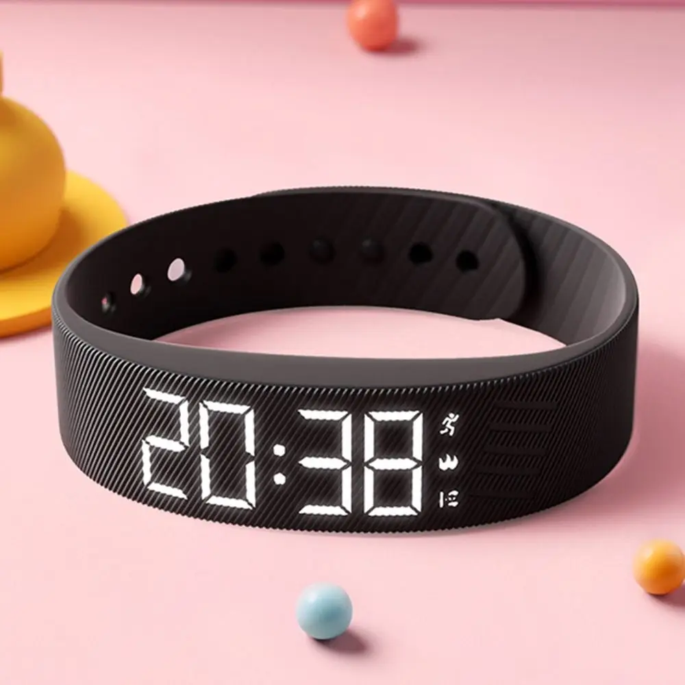 LED Digital Alarm Clock Watch Adjustable Snooze-proof Alarm Bracelet with Running Pedometer Waterproof Vibrating Alarm - Image 2
