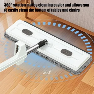 Large Flat Mop with Long Handle - Microfiber Floor Cleaning Tool for Hardwood & Tile, Bathroom, Kitchen, Apartment, Home Use