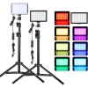 Led Video Light Camera Photography Lighting Kit With Tripod Stand 4 Color RGB Filters For Filming Streaming Studio Shooting