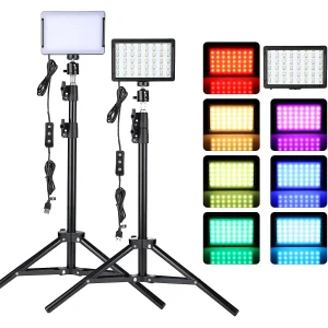 Led Video Light Camera Photography Lighting Kit With Tripod Stand 4 Color RGB Filters For Filming Streaming Studio Shooting