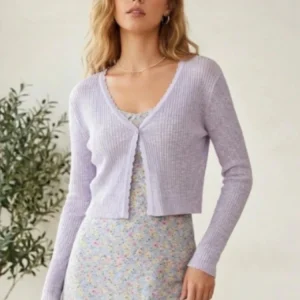 Long Sleeve Knitted Outerwear Women Cardigans Solid Thin Spring Short Sweaters V-neck Knitwears Korean Fashion Cardigans 2026