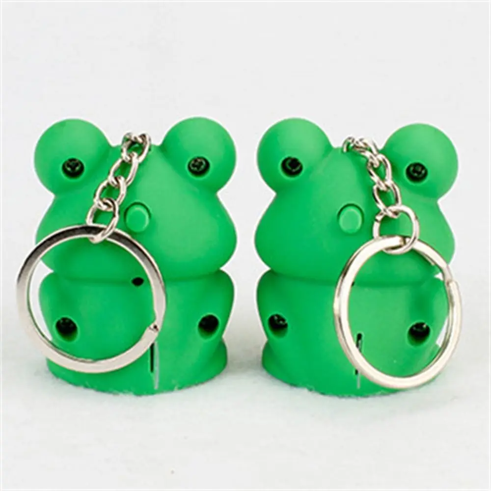 Lovely Animal Light Sound Keychains LED Light Metal Rings Green Frog Key Chains Cartoon Animal Keyrings Lighting Keychain - Image 2