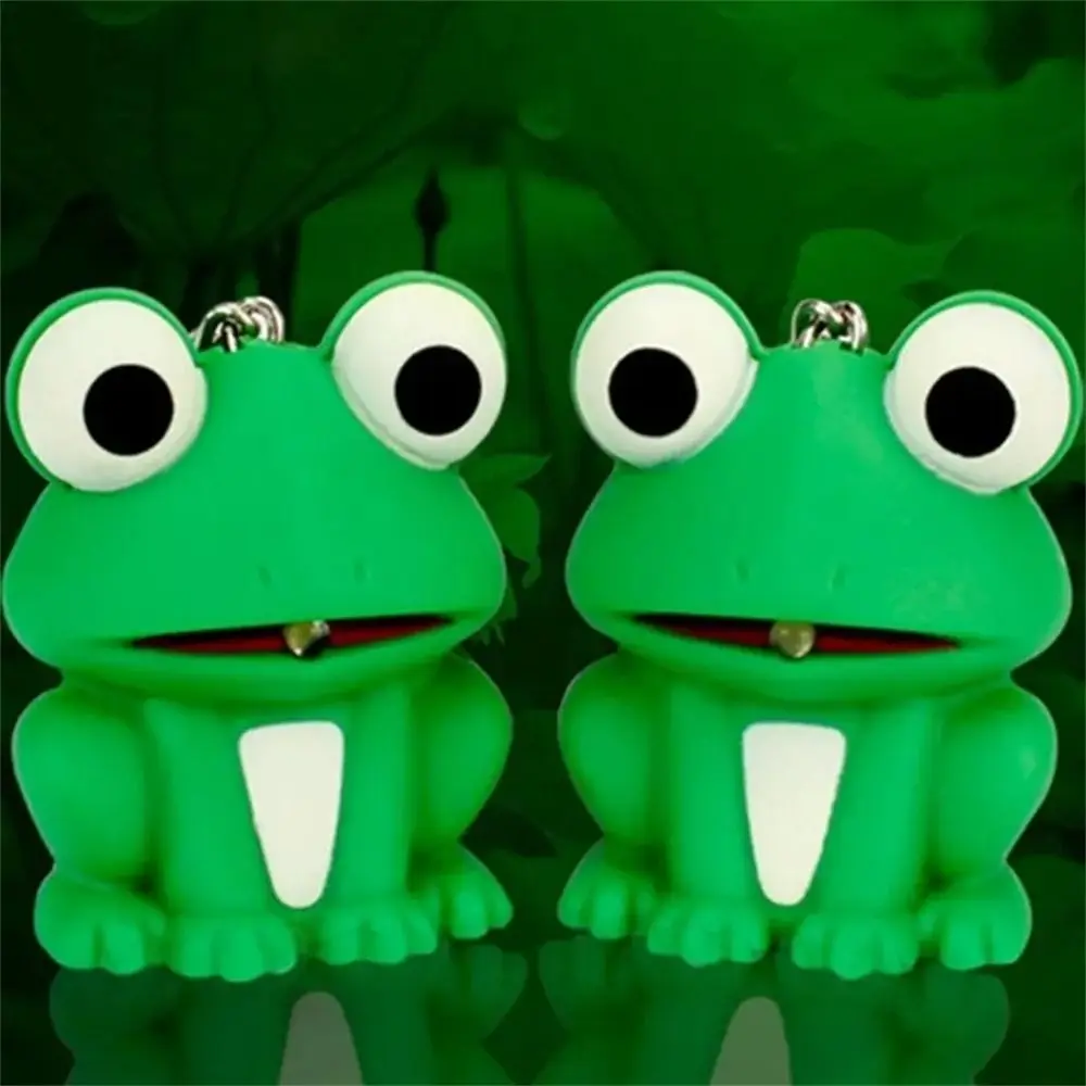 Lovely Animal Light Sound Keychains LED Light Metal Rings Green Frog Key Chains Cartoon Animal Keyrings Lighting Keychain - Image 4