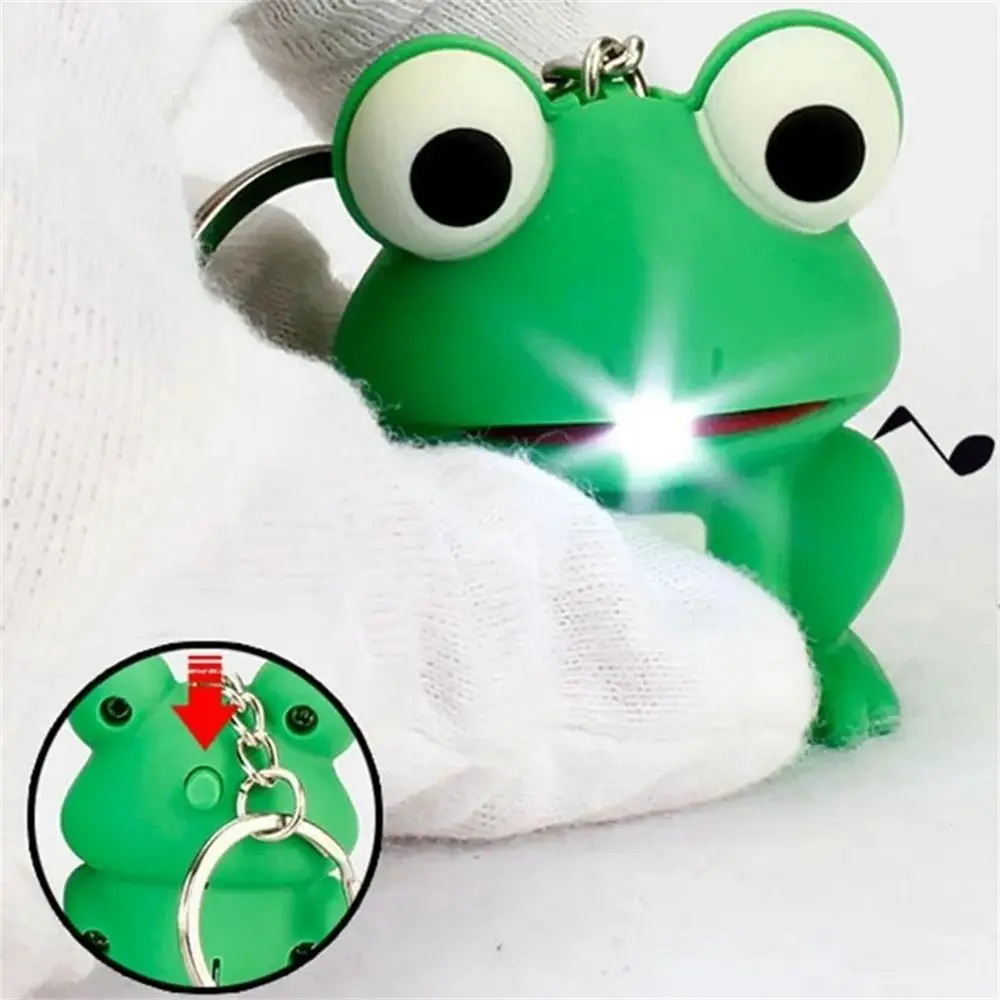 Lovely Animal Light Sound Keychains LED Light Metal Rings Green Frog Key Chains Cartoon Animal Keyrings Lighting Keychain - Image 3