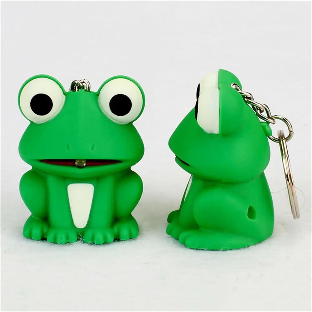 Lovely Animal Light Sound Keychains LED Light Metal Rings Green Frog Key Chains Cartoon Animal Keyrings Lighting Keychain - Image 5