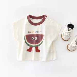 MILANCEL New Summer Baby T-shirt 9M-5Y Cartoon Watermelon Girls Sleeveless Tee Loose Ventilate Kids Clothes Boys Tops