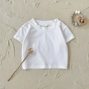 MILANCEL Summer Baby T-shirt 1M-3T Solid Color Infant Girls White Tee Loose Thin Toddler Cothes Boys Tops