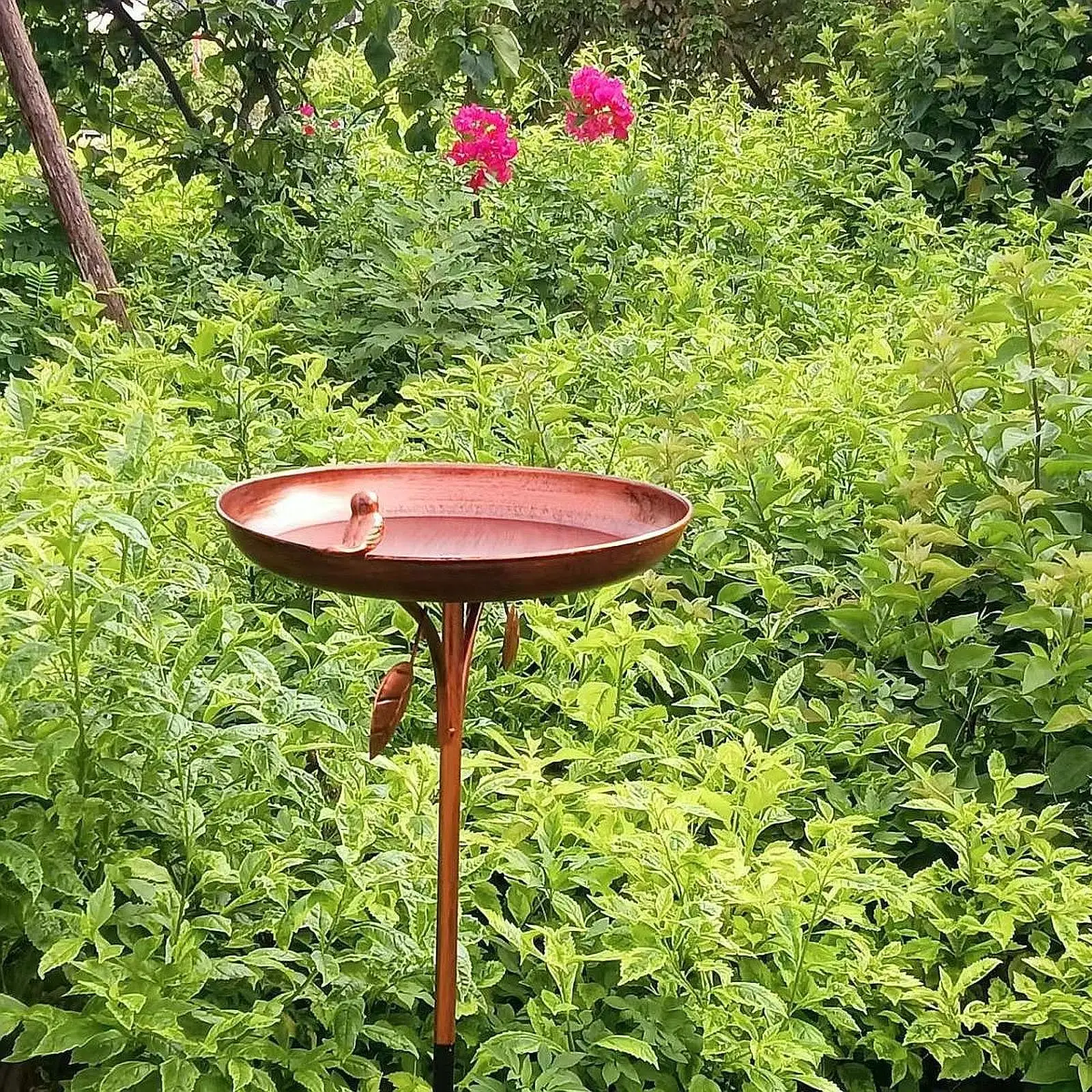 Metal Bird Bath Bowl Freestanding Birdbath, Weather Resistant, Garden Decor, Birdfeeder Feeder Bowl for Lawn, Yard, Backyard